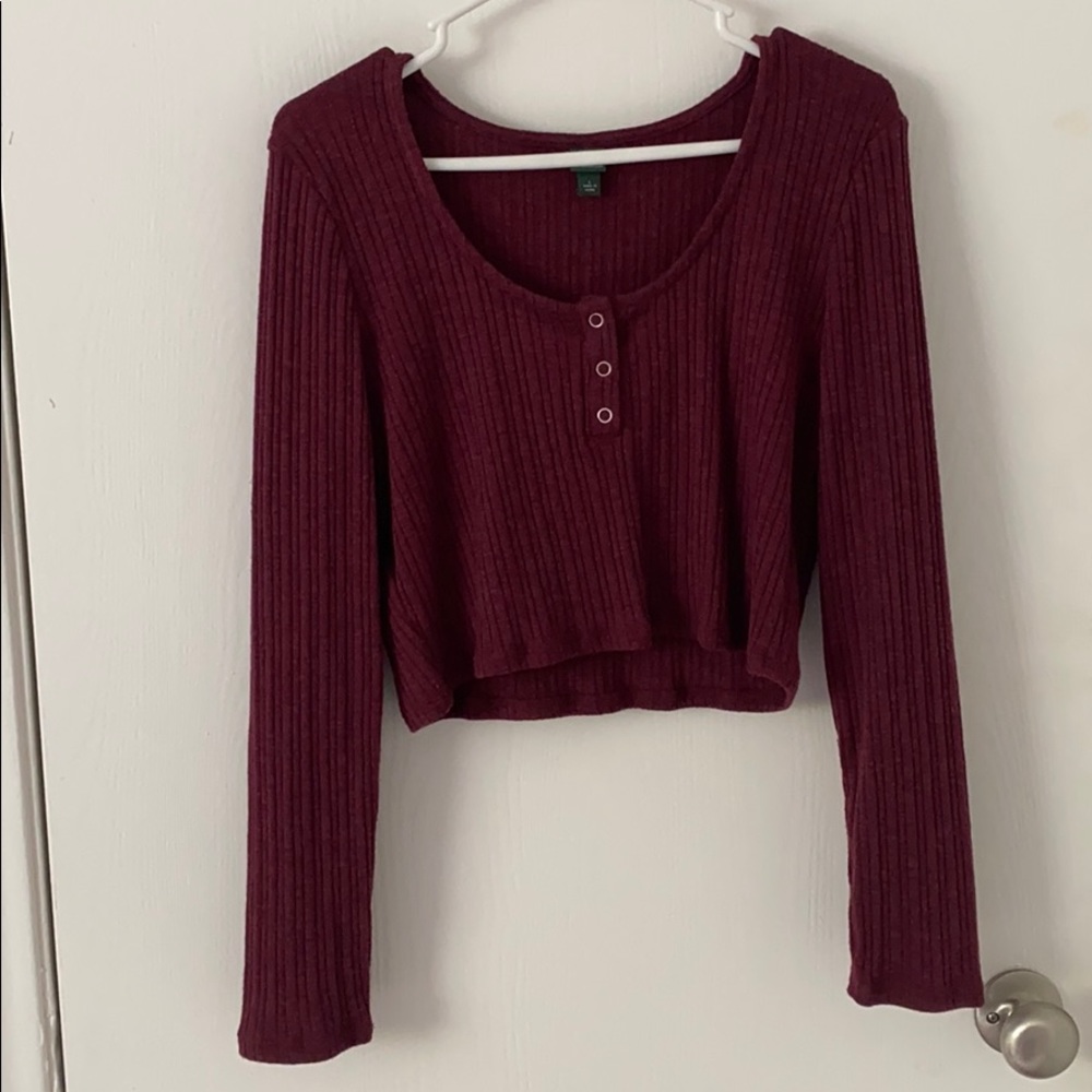 Robbed crop sweater top